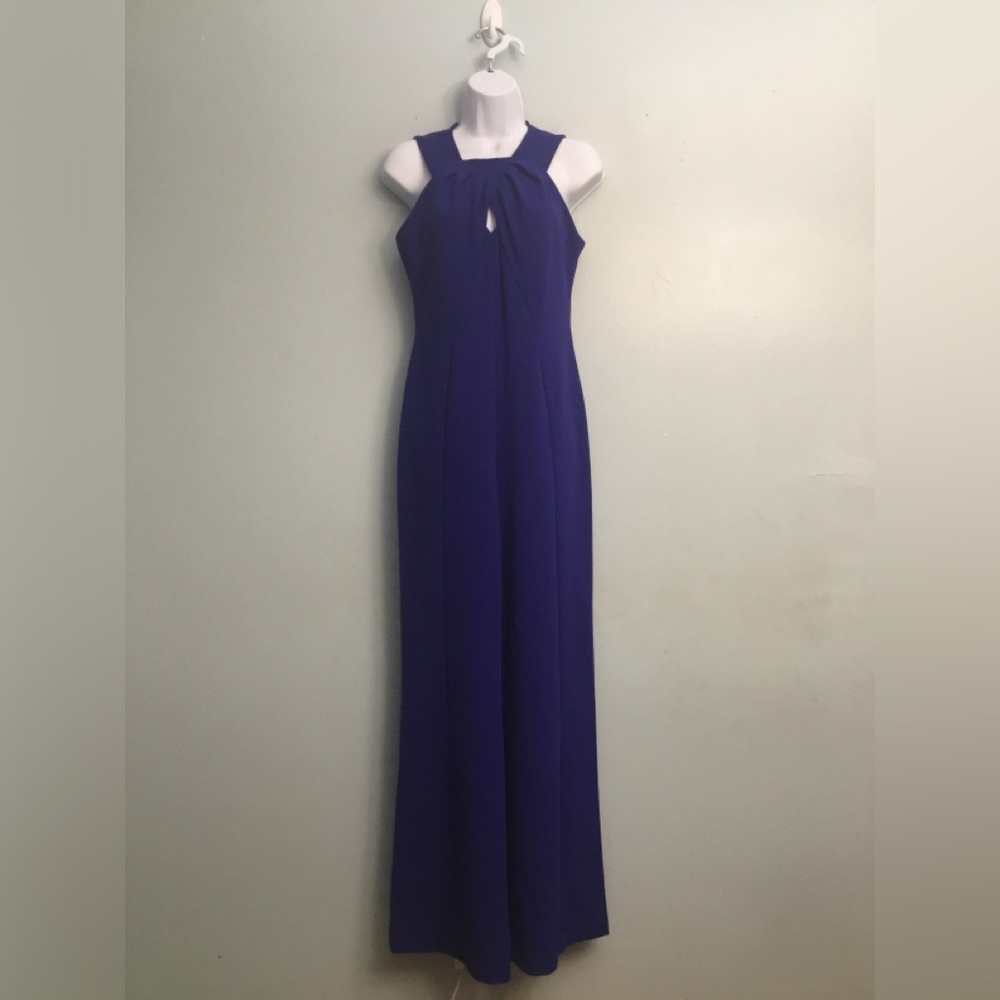Calvin Klein blue Sheath Maxi Dress Halter Cut Out